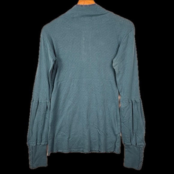 Women Tulle Long Sleeve Y2K Henley Lacey Snap Top Sz L Pointelle Jersey NWT 2000 - Picture 4 of 14